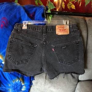 Black Denim Red Tab Levi’s Cut Off Jean Shorts